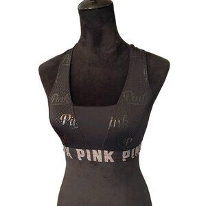 Victoria's Secret Pink Black Strappy Sports Bra M